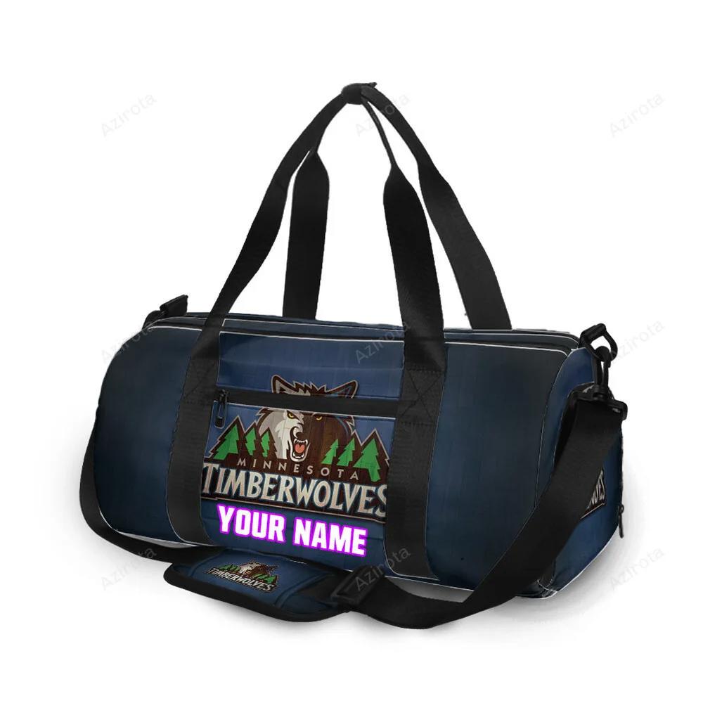 Minnesota timberwolves emblem v6 personalized name travel bag gym bag 1793 Travel Bag