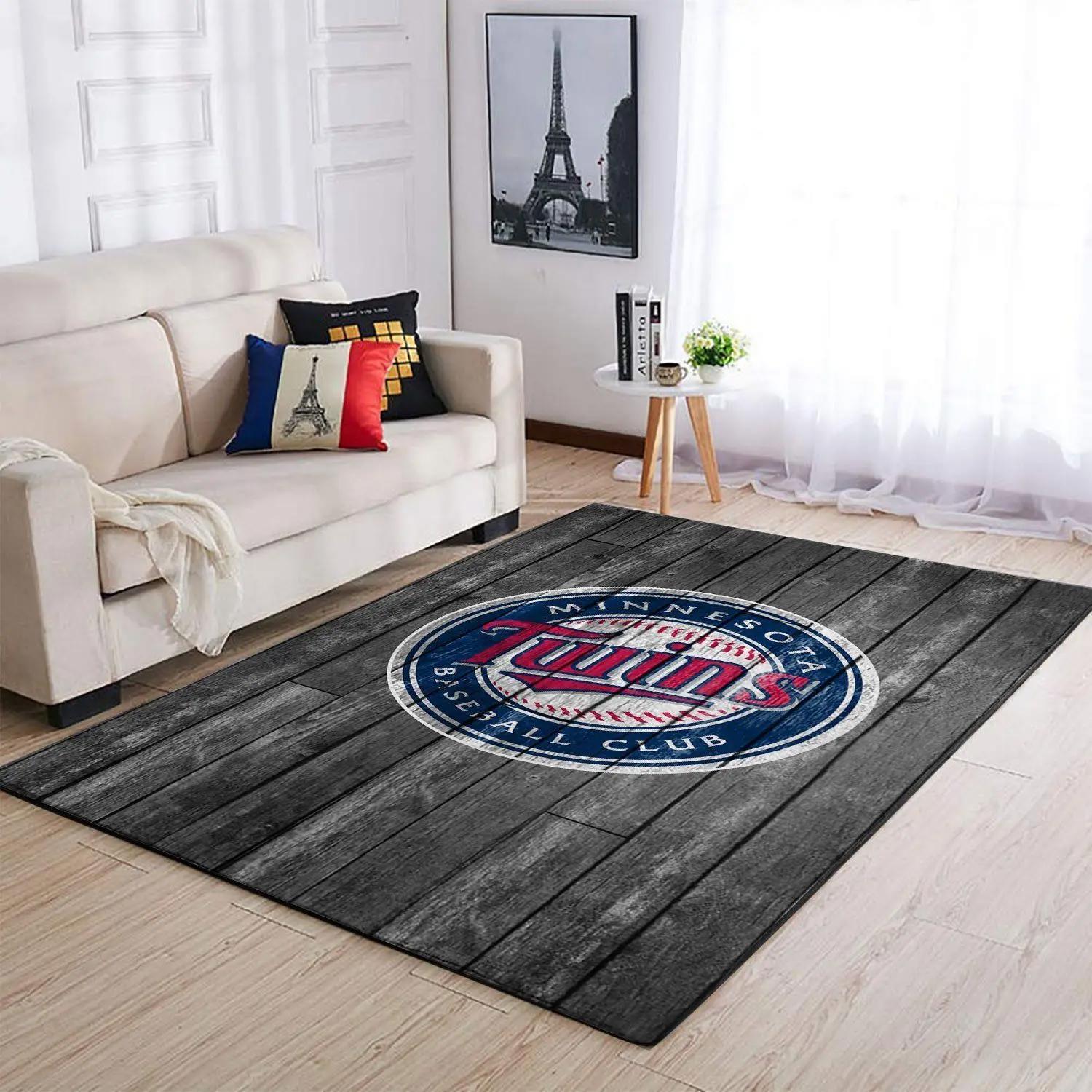 Minnesota twins wooden style area rug mlb baseball team logo home decor rug 12 Rectangle Rug