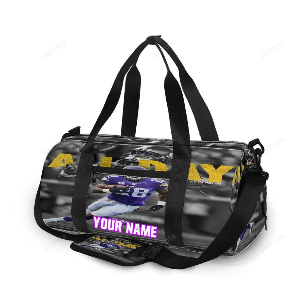 Minnesota vikings adrian peterson 28 all day personalized name travel bag gym bag 705 Travel Bag