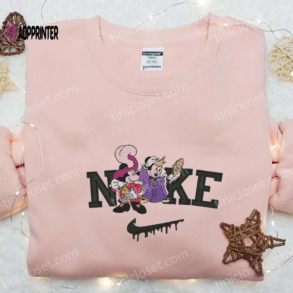 Minnie & mickey masquerade halloween x nike sweatshirt: disney characters embroidered shirt; best halloween gift ideas Embroidered Shirt