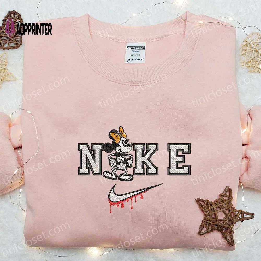 Minnie mouse skeleton x nike embroidered hoodie and shirt: best halloween gift ideas Embroidered Shirt