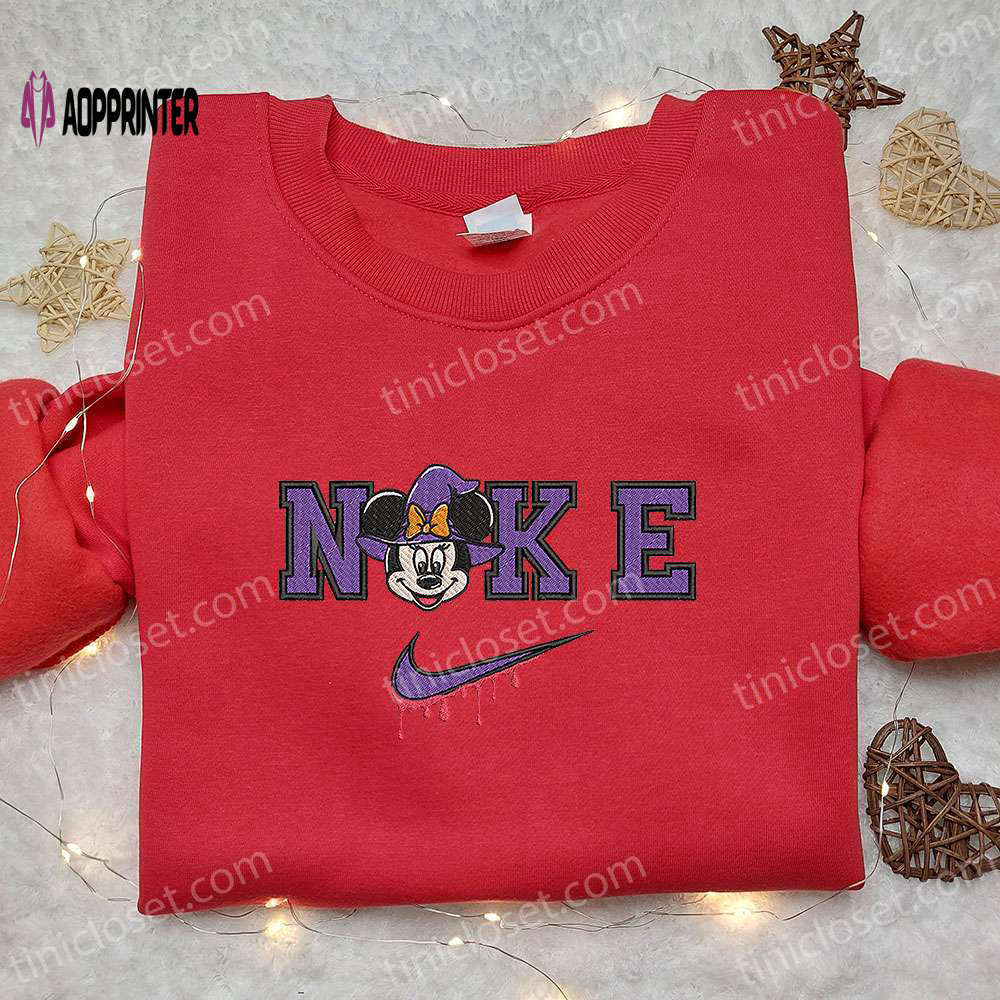 Minnie mouse witch x nike embroidered hoodie & shirt: best halloween gift ideas Embroidered Shirt