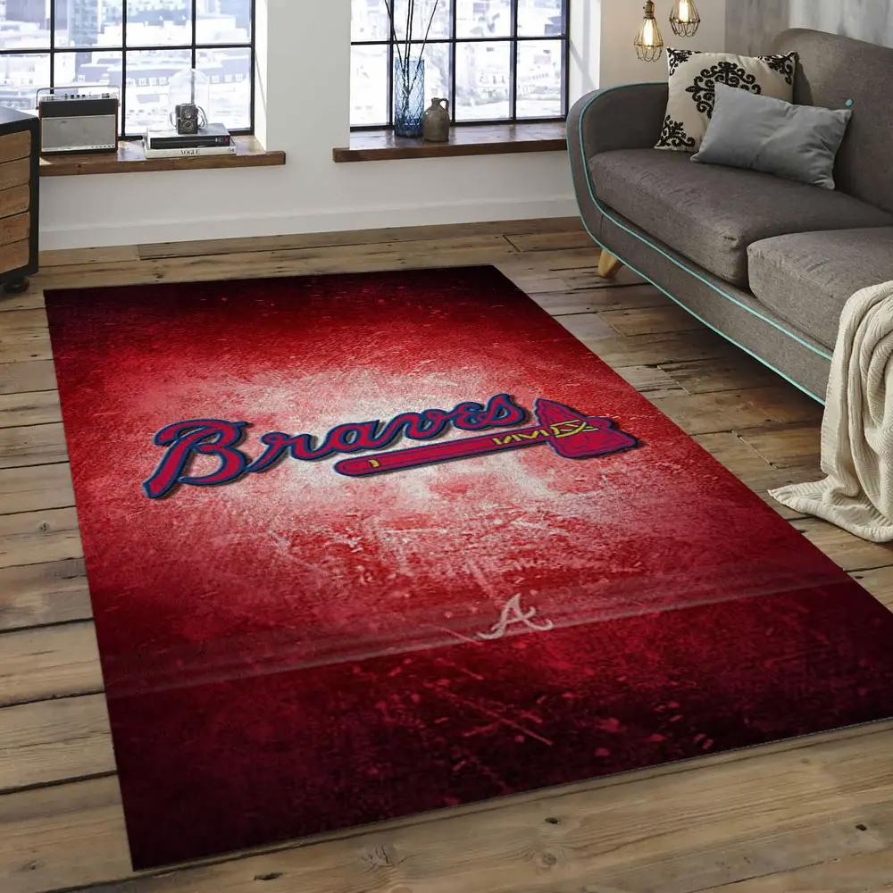 Mlb atlanta braves baseball team logo rectangle area ab10 Rectangle Rug