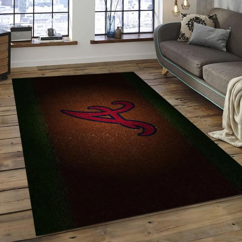 Mlb atlanta braves baseball team logo rectangle area ab32 Rectangle Rug