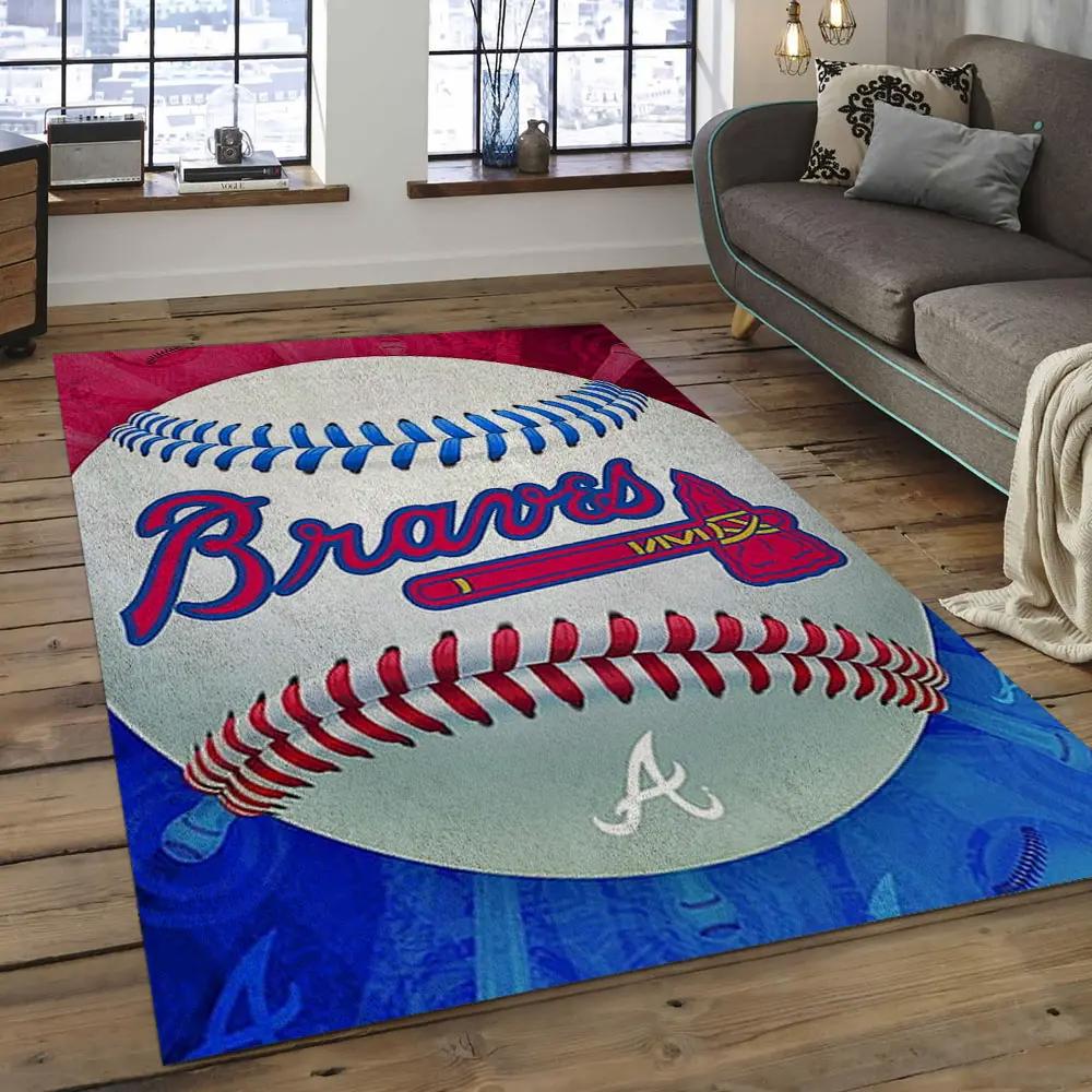 Mlb atlanta braves baseball team logo rectangle area ab34 Rectangle Rug
