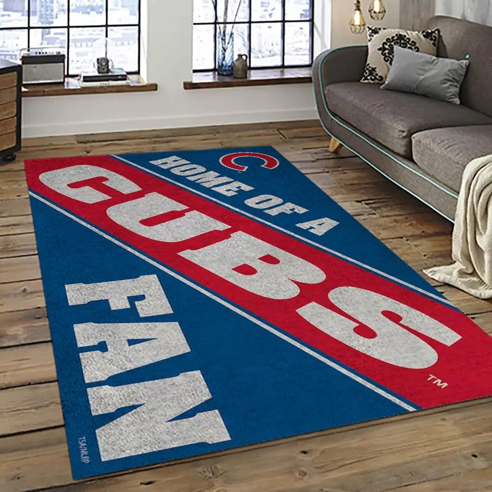 Mlb chicago cubs baseball team logo sport carpet rectangle area rug for living room cac05 Rectangle Rug