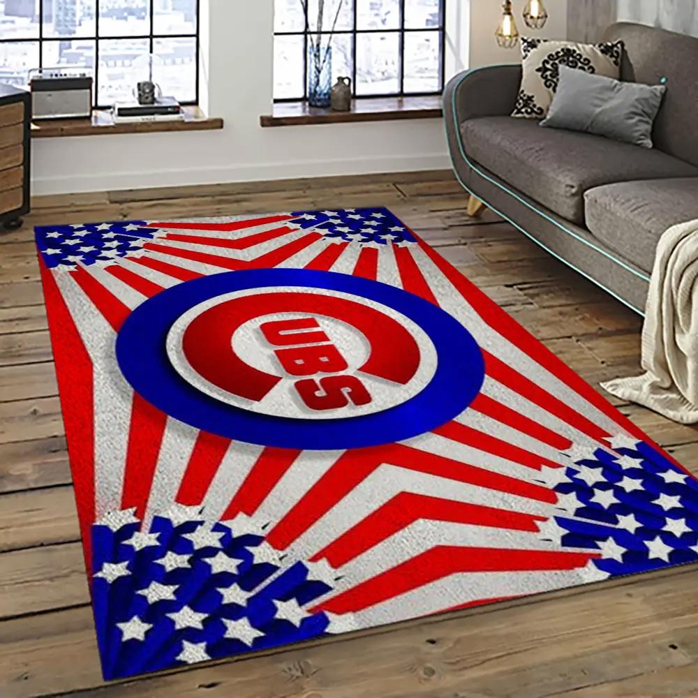 Mlb chicago cubs baseball team logo sport carpet rectangle area rug for living room cac15 Rectangle Rug