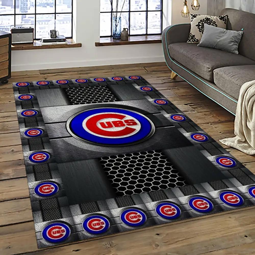 Mlb chicago cubs baseball team logo sport carpet rectangle area rug for living room cac23 Rectangle Rug