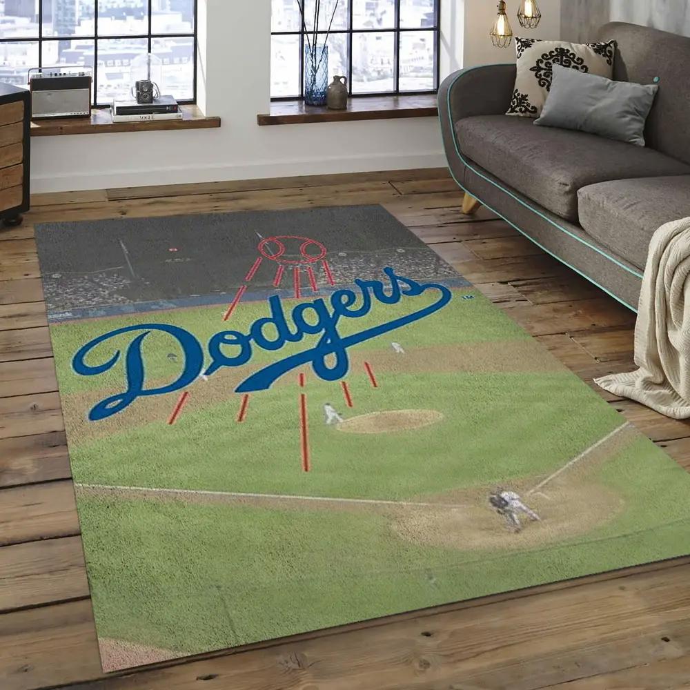 Mlb los angeles dodgers baseball team logo rectangle area lad26 Rectangle Rug