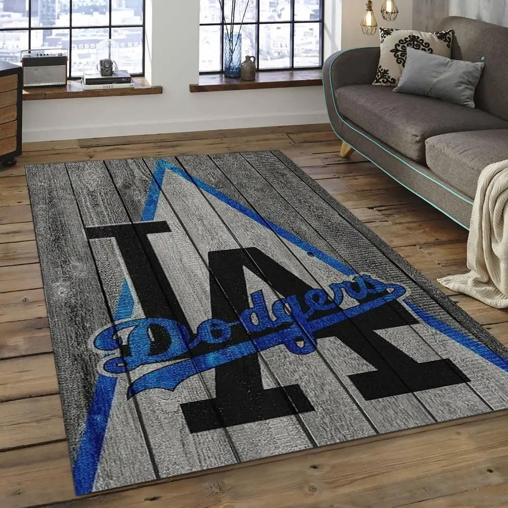 Mlb los angeles dodgers baseball team logo rectangle area lad42 Rectangle Rug
