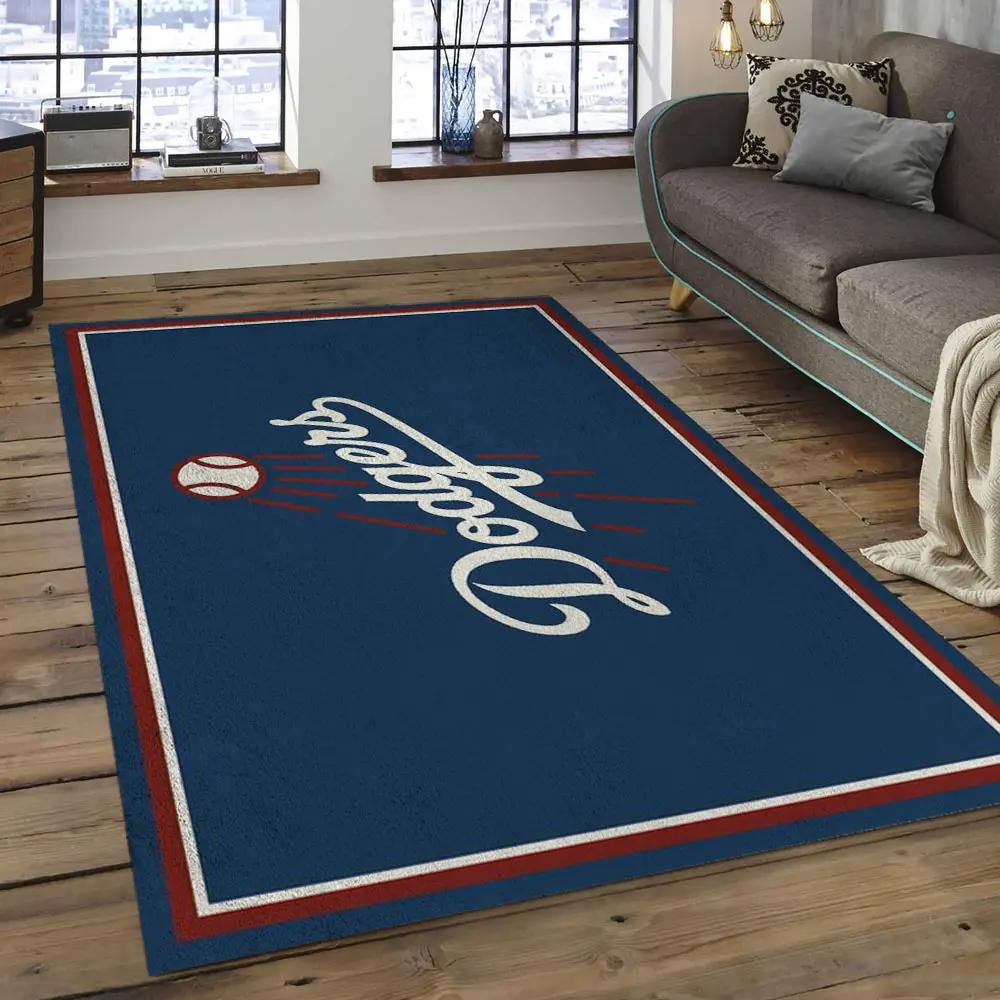 Mlb los angeles dodgers baseball team logo rectangle area lad60 Rectangle Rug