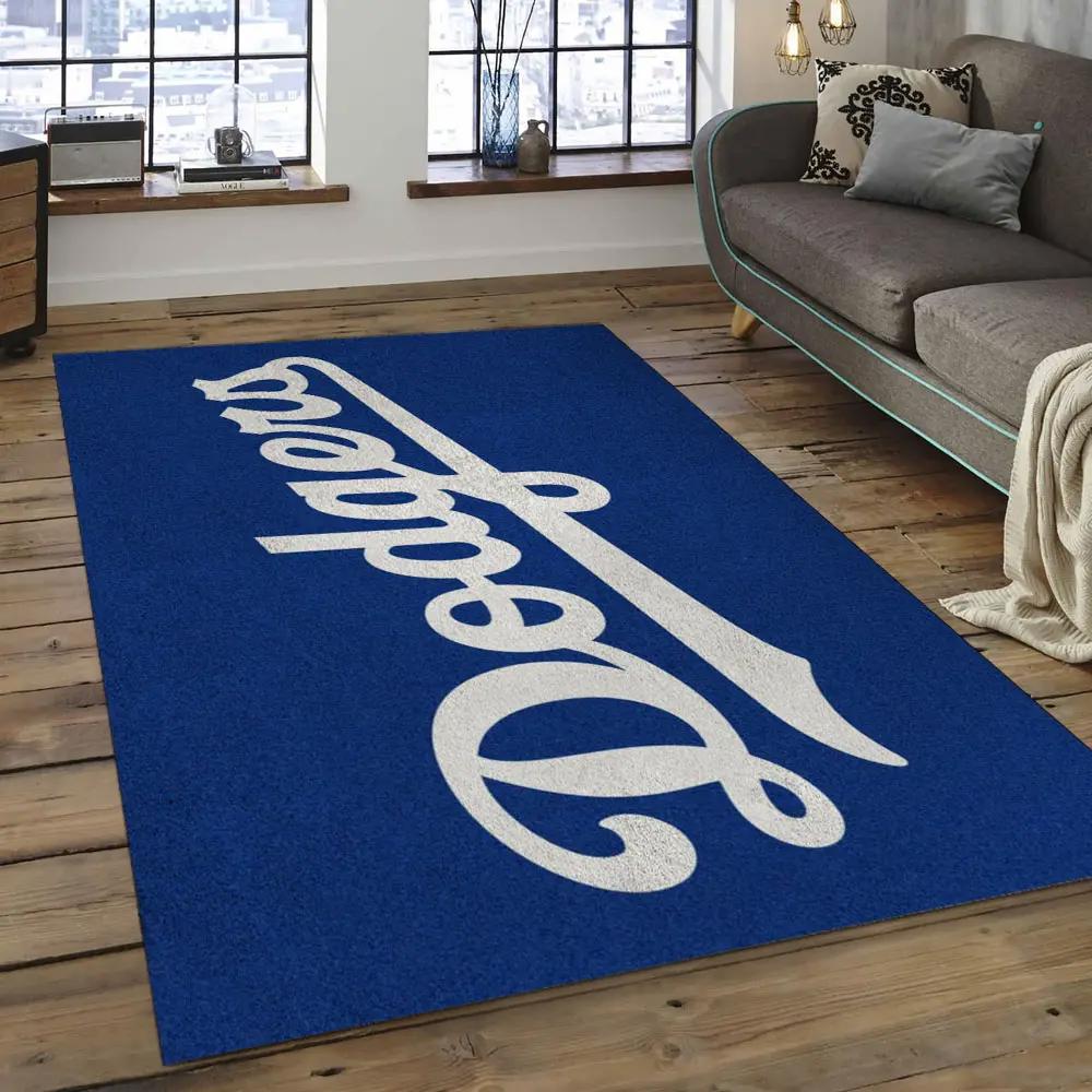 Mlb los angeles dodgers baseball team logo rectangle area lad61 Rectangle Rug