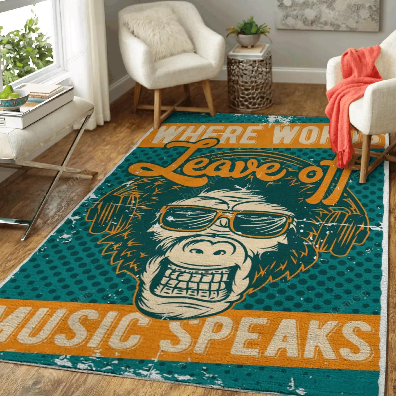 Monkey music lover cartoon art for fans area rug living room carpet rug regtangle carpet floor decor home decor Rectangle Rug