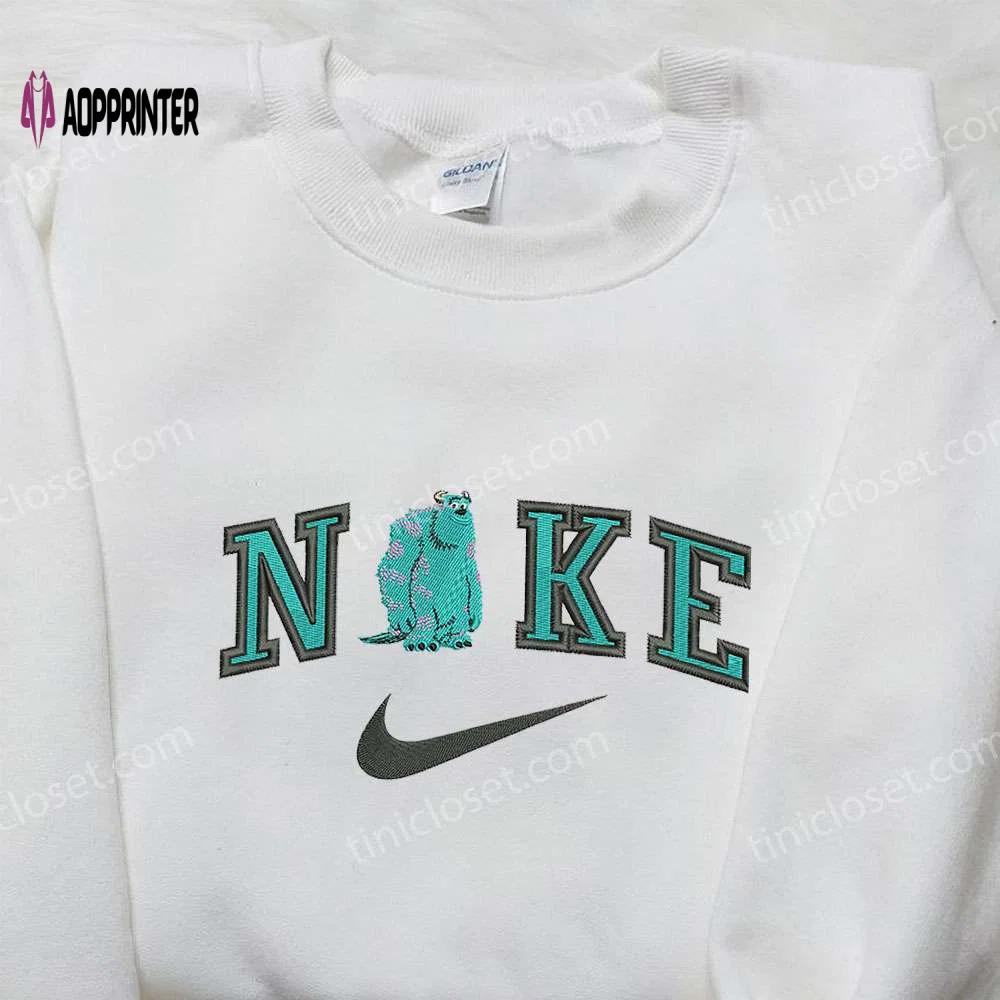 Monsters inc disney embroidered shirt – james p sullivan x nike swoosh nike inspired sweatshirt Embroidered Shirt