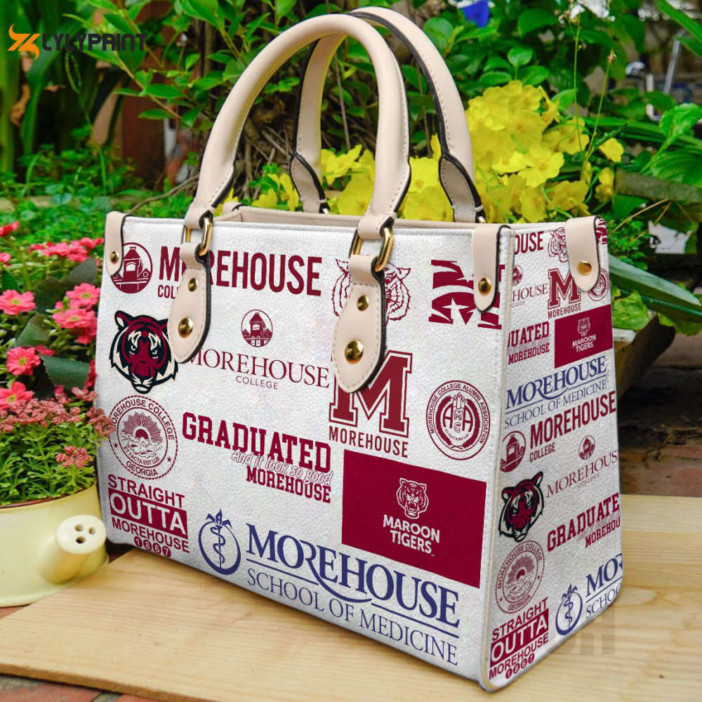 Morehouse college maroon tigers leather handbag gift for  women 3061 Women Leather Hand Bag