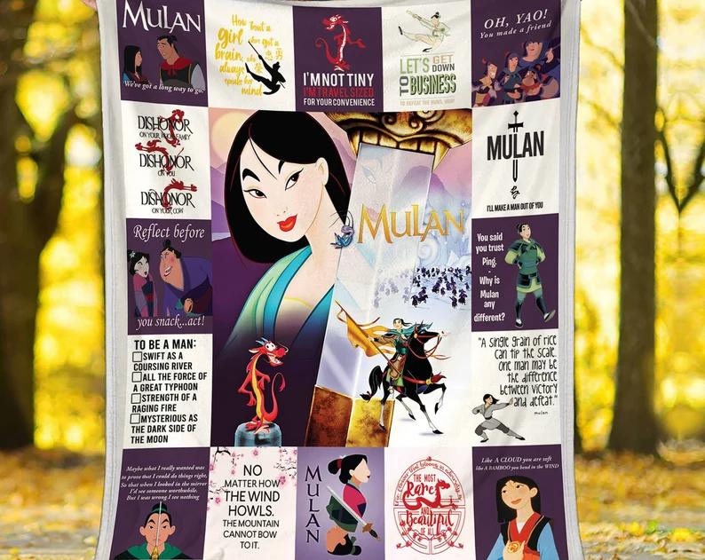 Mulang fleece blanket, mulang and mushu blanket, mulang princess throw blanket for couch sofa, blanket quote, christmas gift Quilt Blanket