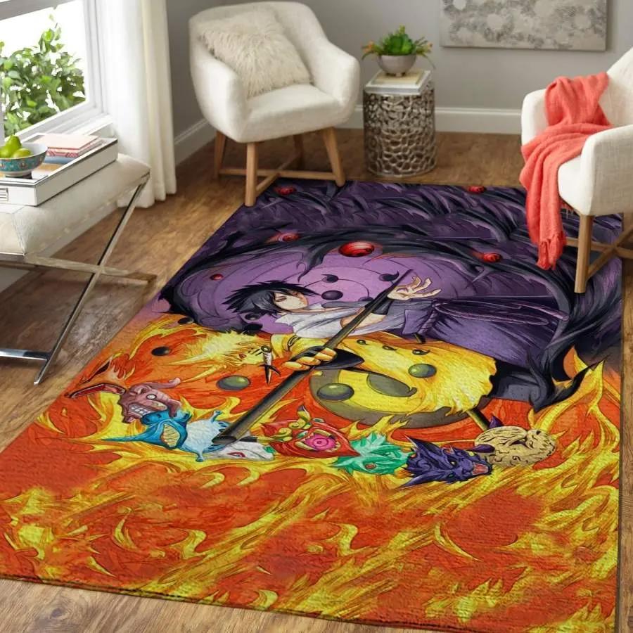 Naruto vs sasuke area rug living room rug home decor manga/ anime floor decor 1910132 Rectangle Rug