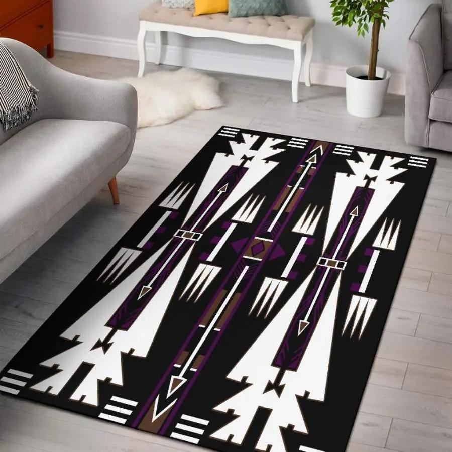 Native american purple culture symbol area rug living room rug home decor Rectangle Rug