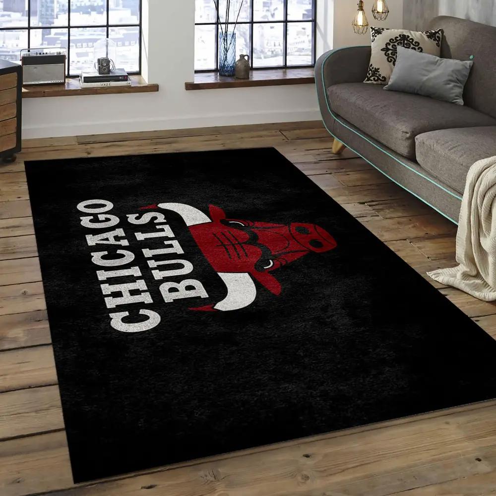 Nba chicago bulls basketball legend team logo rectangle area cb11 Rectangle Rug