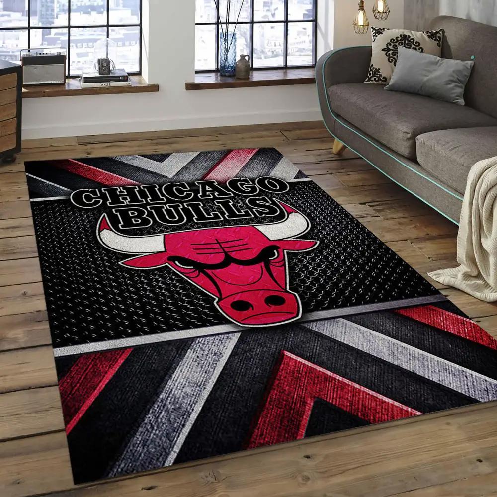Nba chicago bulls basketball legend team logo rectangle area cb38 Rectangle Rug