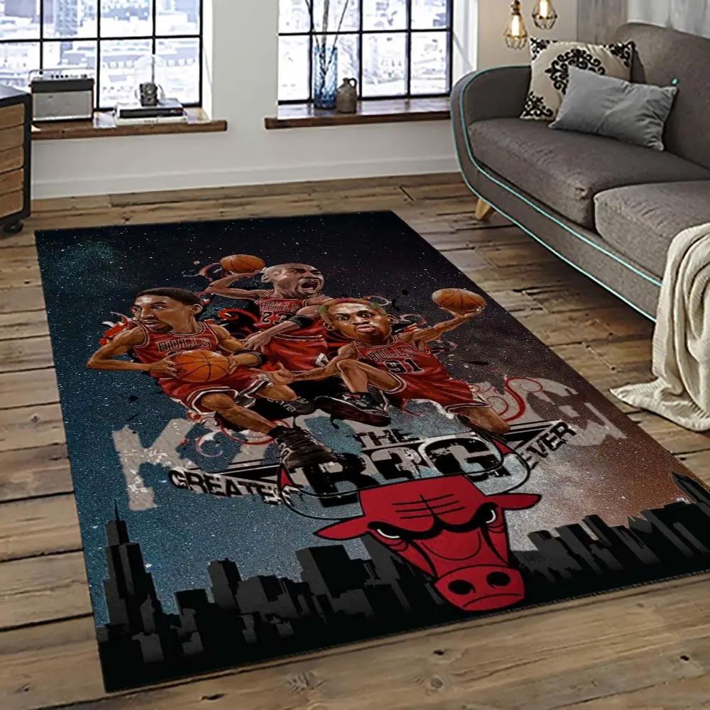 Nba chicago bulls basketball team logo sport carpet area rug home decor best gift for friends cb63 Rectangle Rug