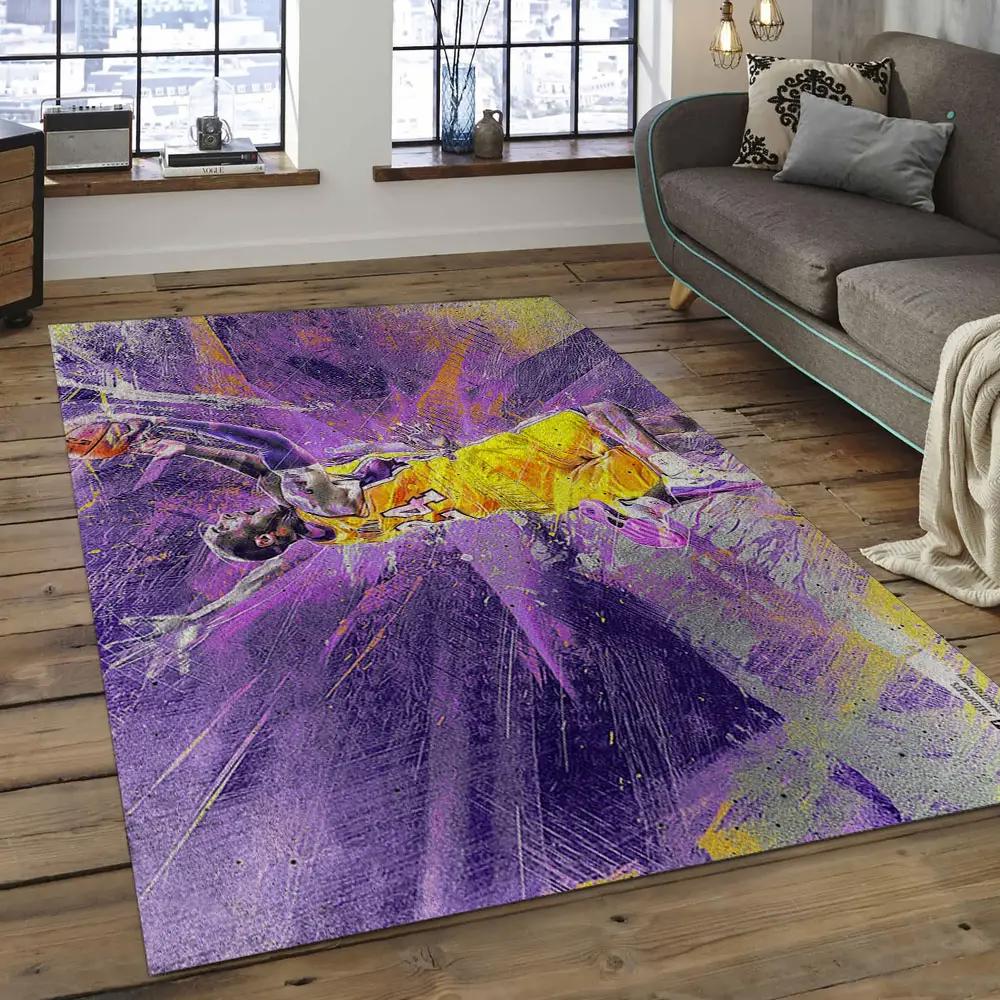 Nba los angeles lakers basketball legend team logo rectangle area lal12 Rectangle Rug
