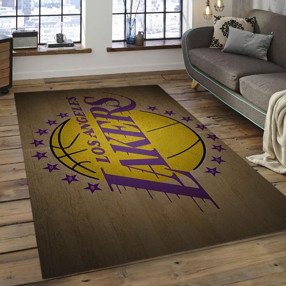 Nba los angeles lakers basketball legend team logo rectangle area lal48 Rectangle Rug