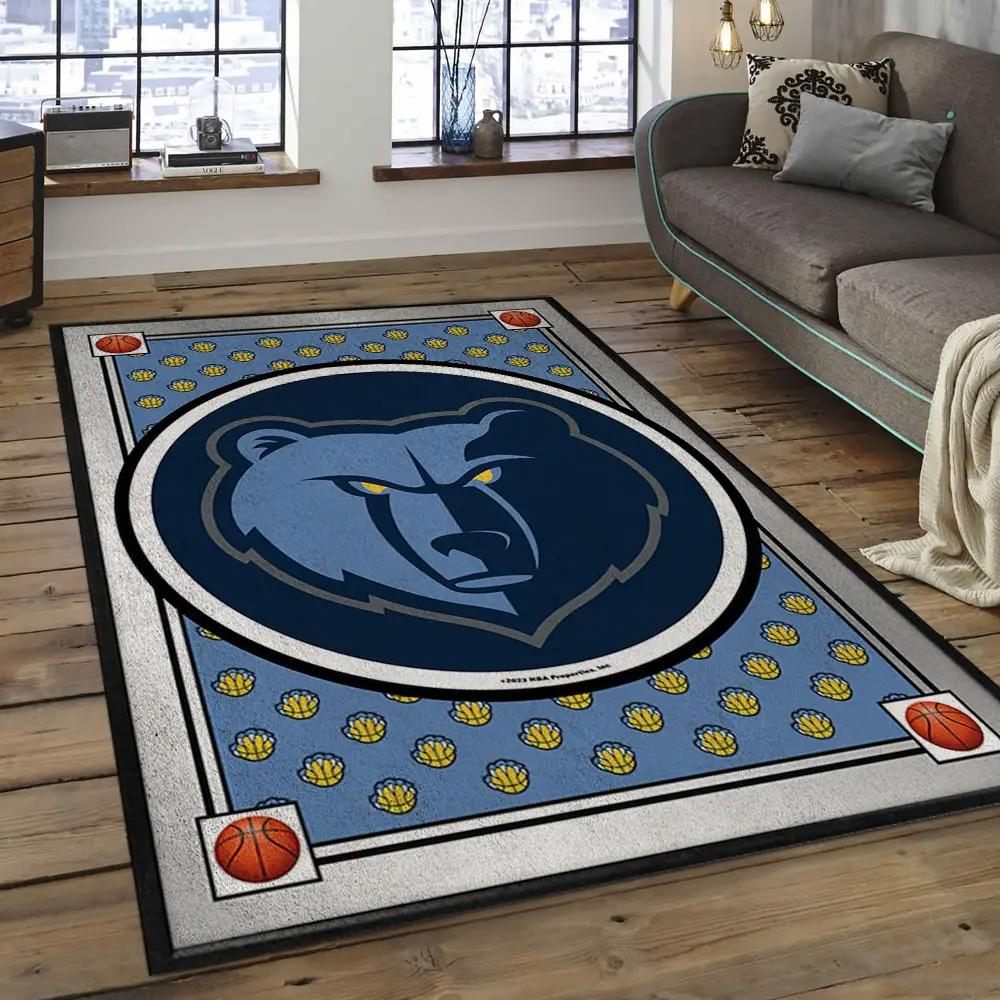 Nba memphis grizzlies basketball legend team logo rectangle area mg29 Rectangle Rug