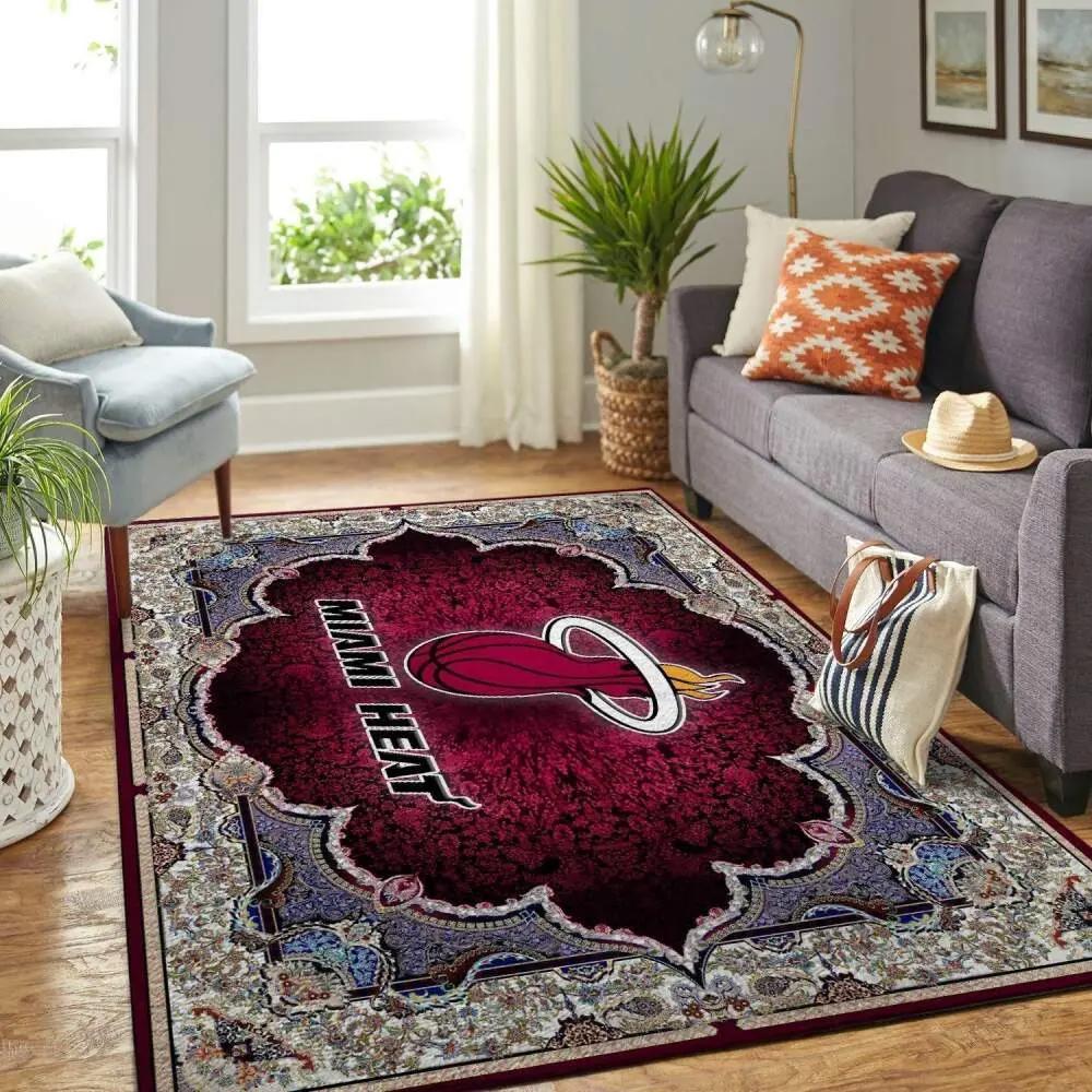Nba miami heat basketball area rug living room rug team logo carpet v1791 Rectangle Rug