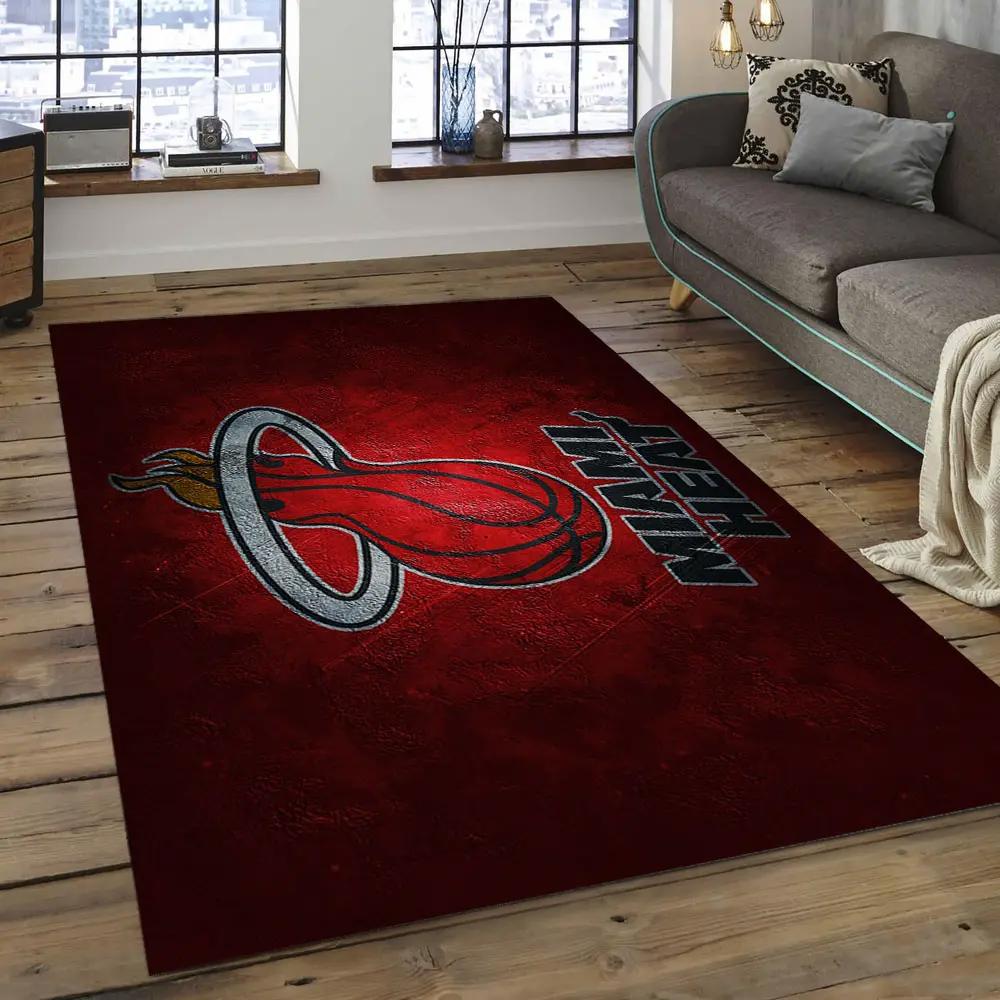 Nba miami heat basketball legend team logo rectangle area mh11 Rectangle Rug