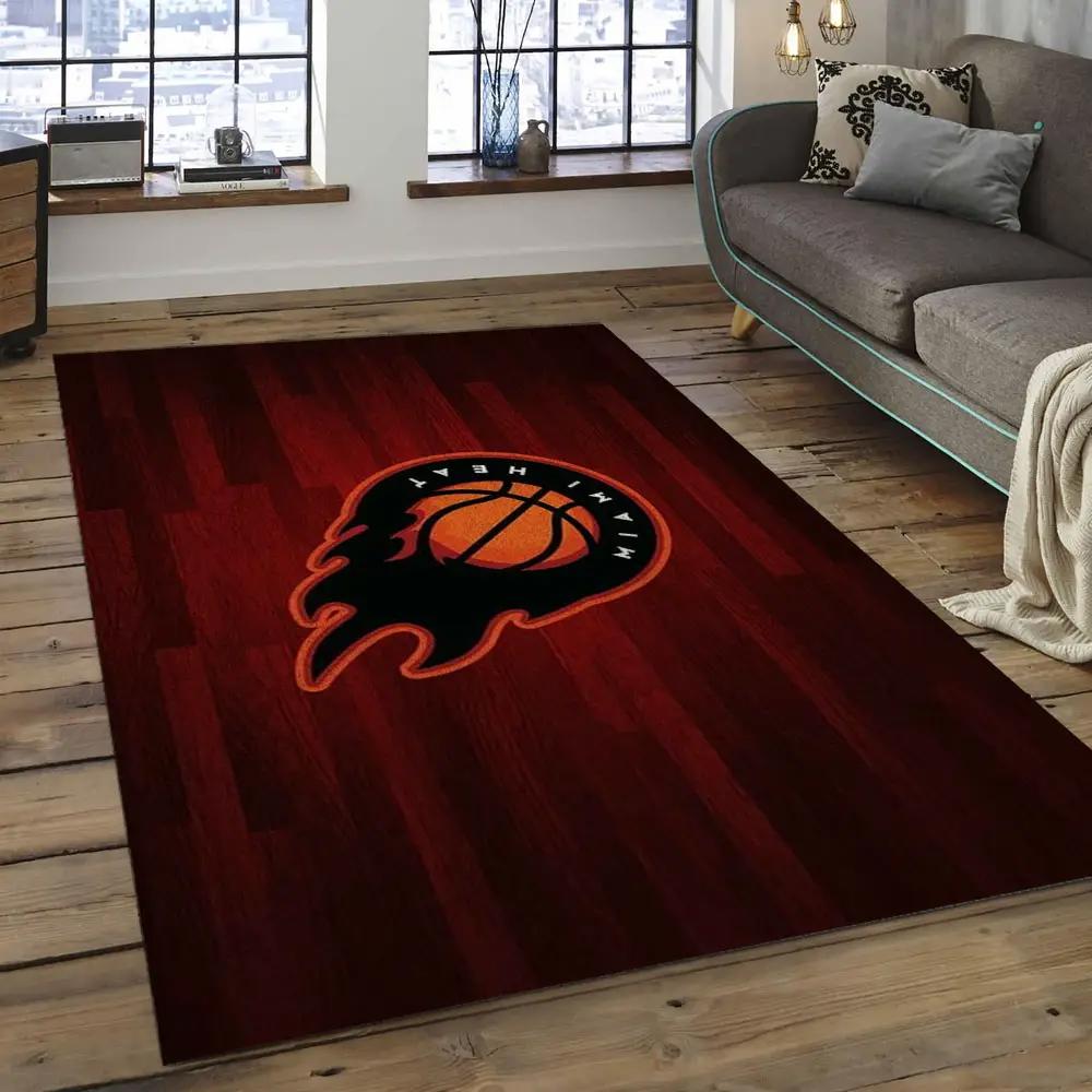 Nba miami heat basketball legend team logo rectangle area mh51 Rectangle Rug