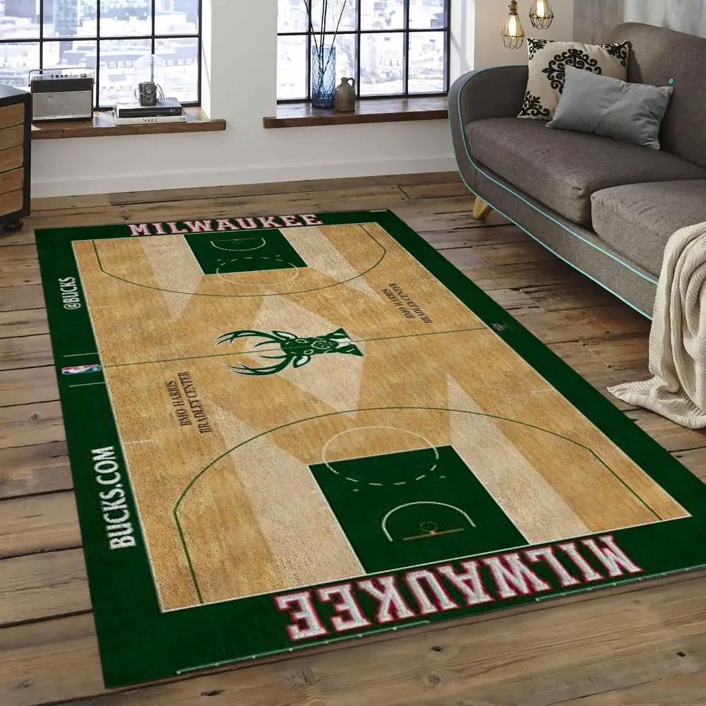 Nba milwaukee bucks basketball legend team logo rectangle area mbs27 Rectangle Rug