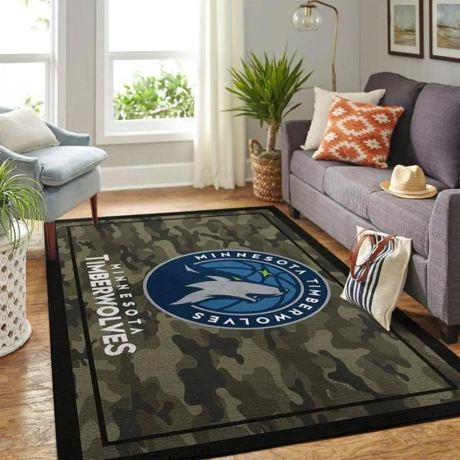 Nba minnesota timberwolves football team logo carpet rug living room 20030552 Rectangle Rug