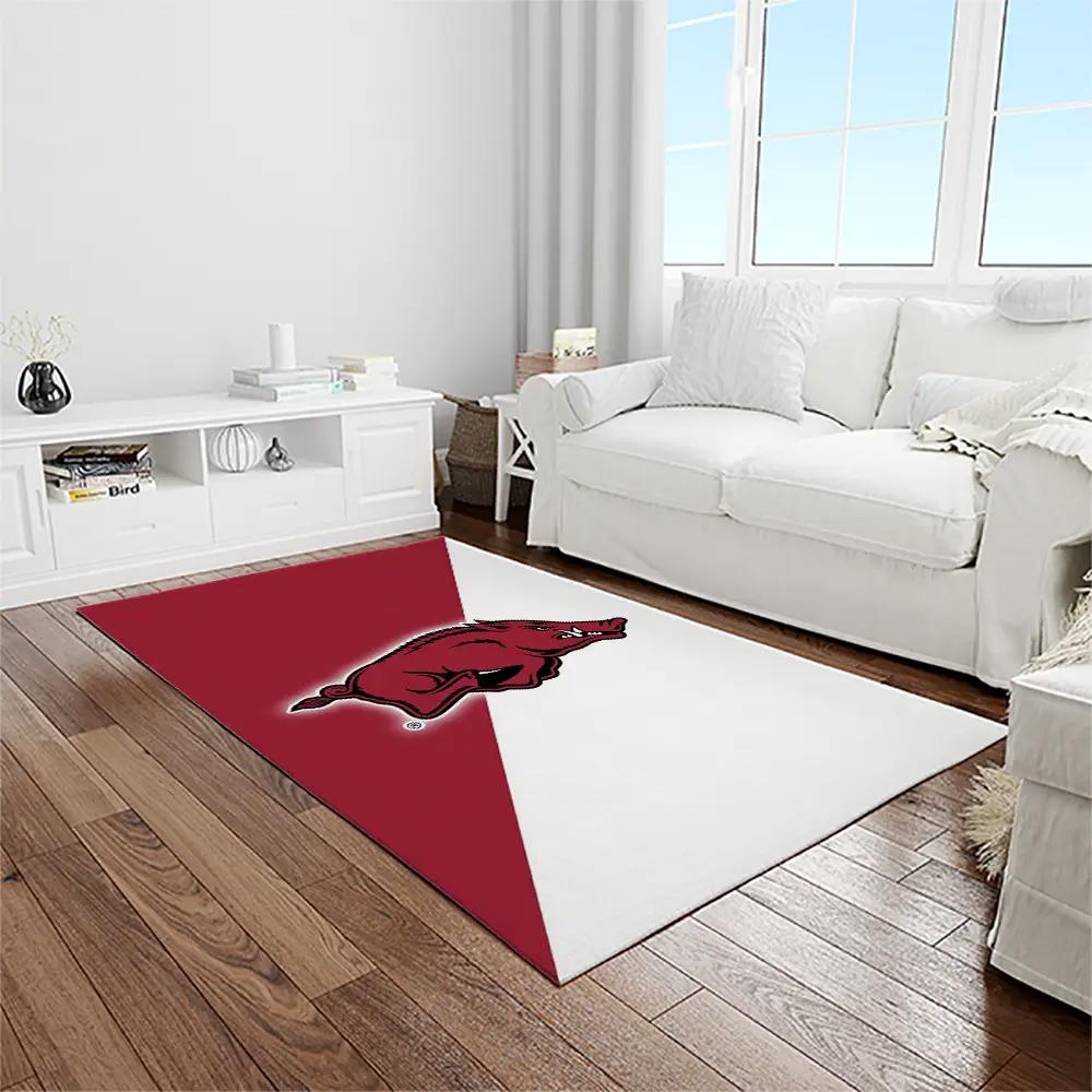 Ncaa arkansas razorbacks college sport basketball and foolball team logo rectangle area rug ar33 Rectangle Rug