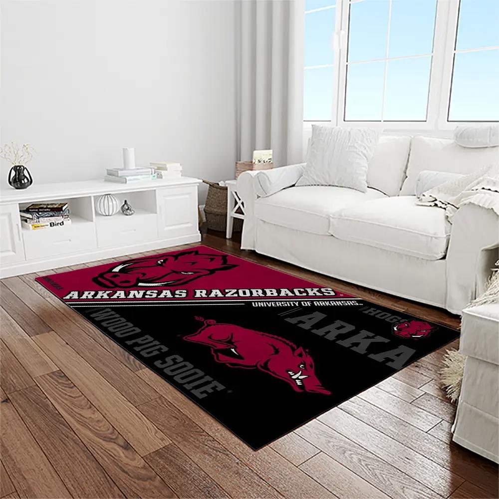 Ncaa arkansas razorbacks college sport basketball and foolball team logo rectangle area rug ar34 Rectangle Rug