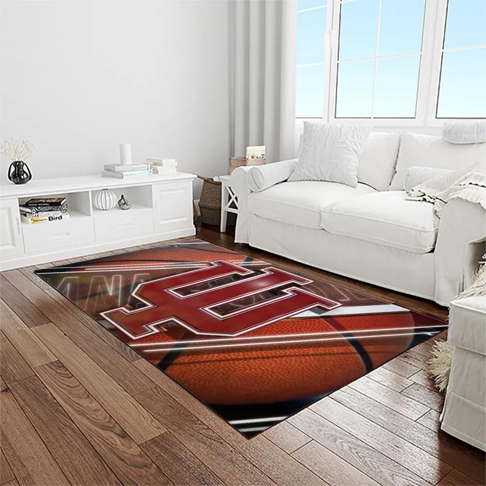 Ncaa indiana hoosiers college sport basketball and foolball team logo rectangle area rug ihs10 Rectangle Rug