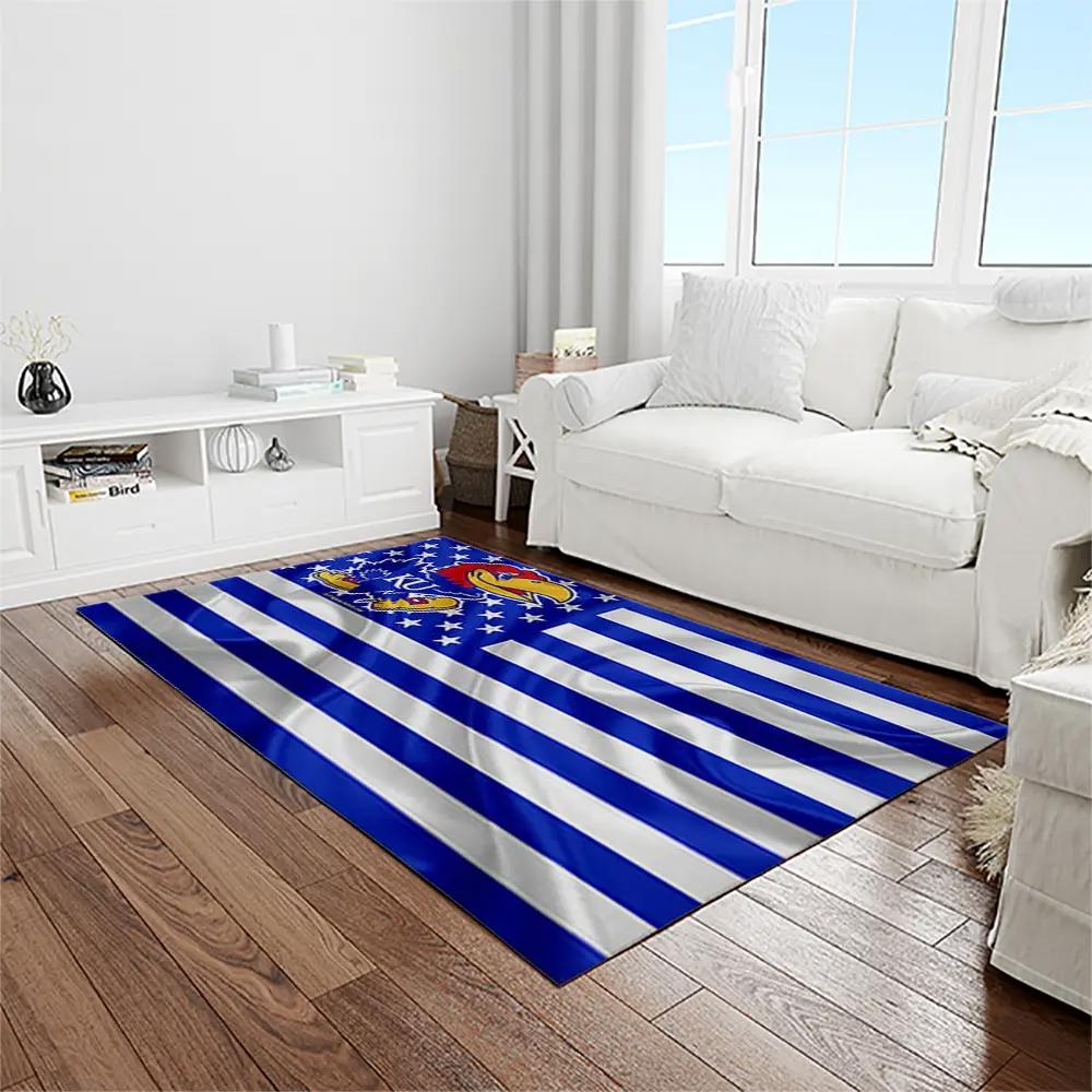 Ncaa kansas jayhawks basketball team logo rectangle area rug kj11 Rectangle Rug
