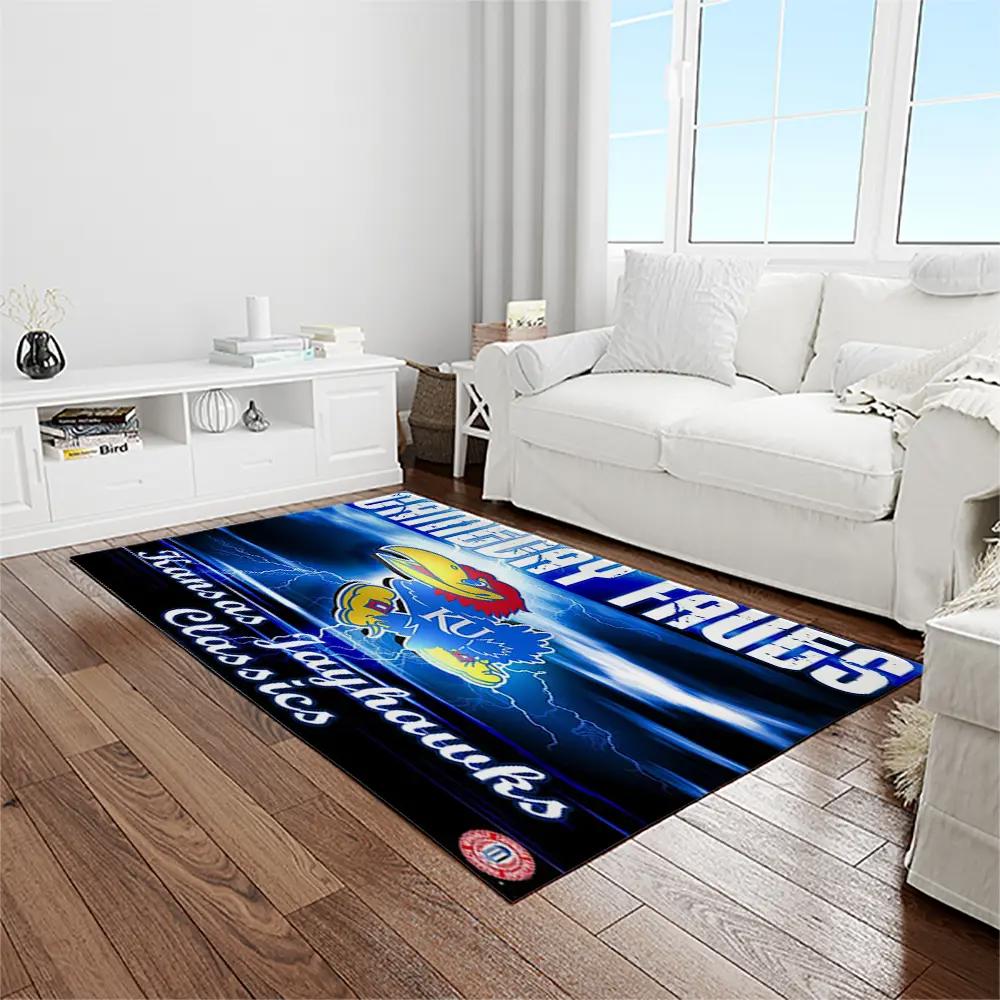 Ncaa kansas jayhawks basketball team logo rectangle area rug kj40 Rectangle Rug