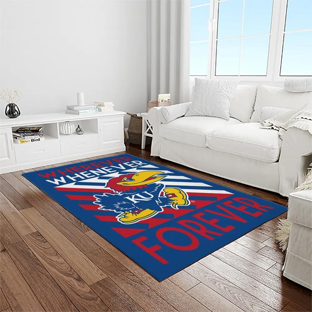 Ncaa kansas jayhawks basketball team logo rectangle area rug kj44 Rectangle Rug