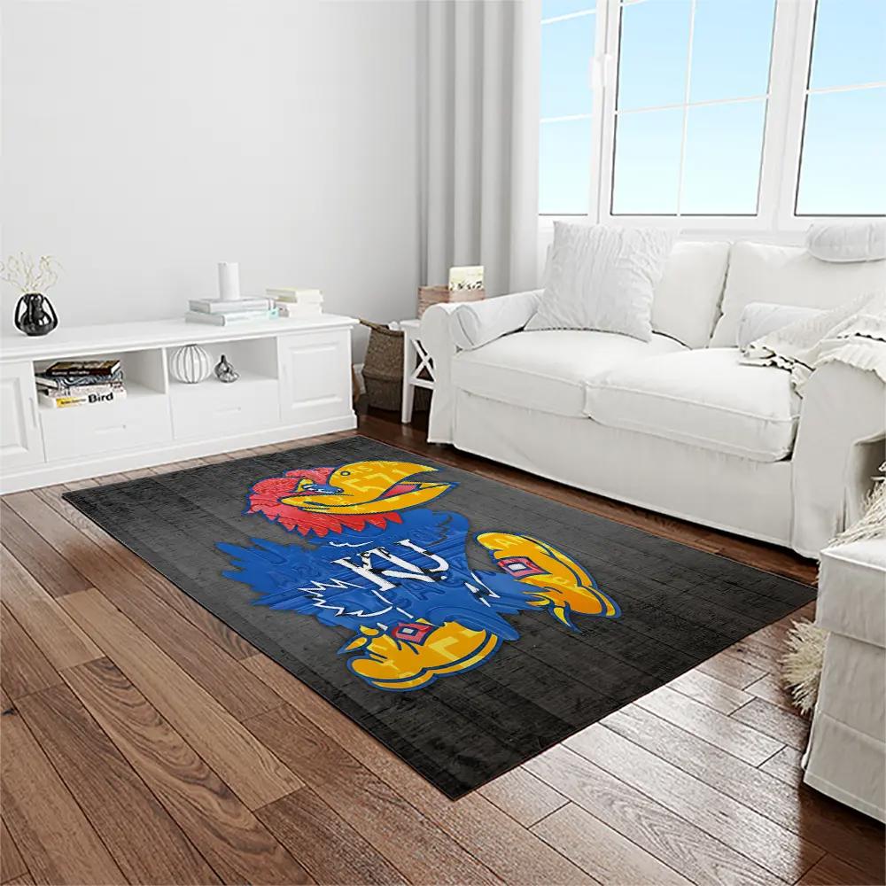 Ncaa kansas jayhawks basketball team logo rectangle area rug kj50 Rectangle Rug