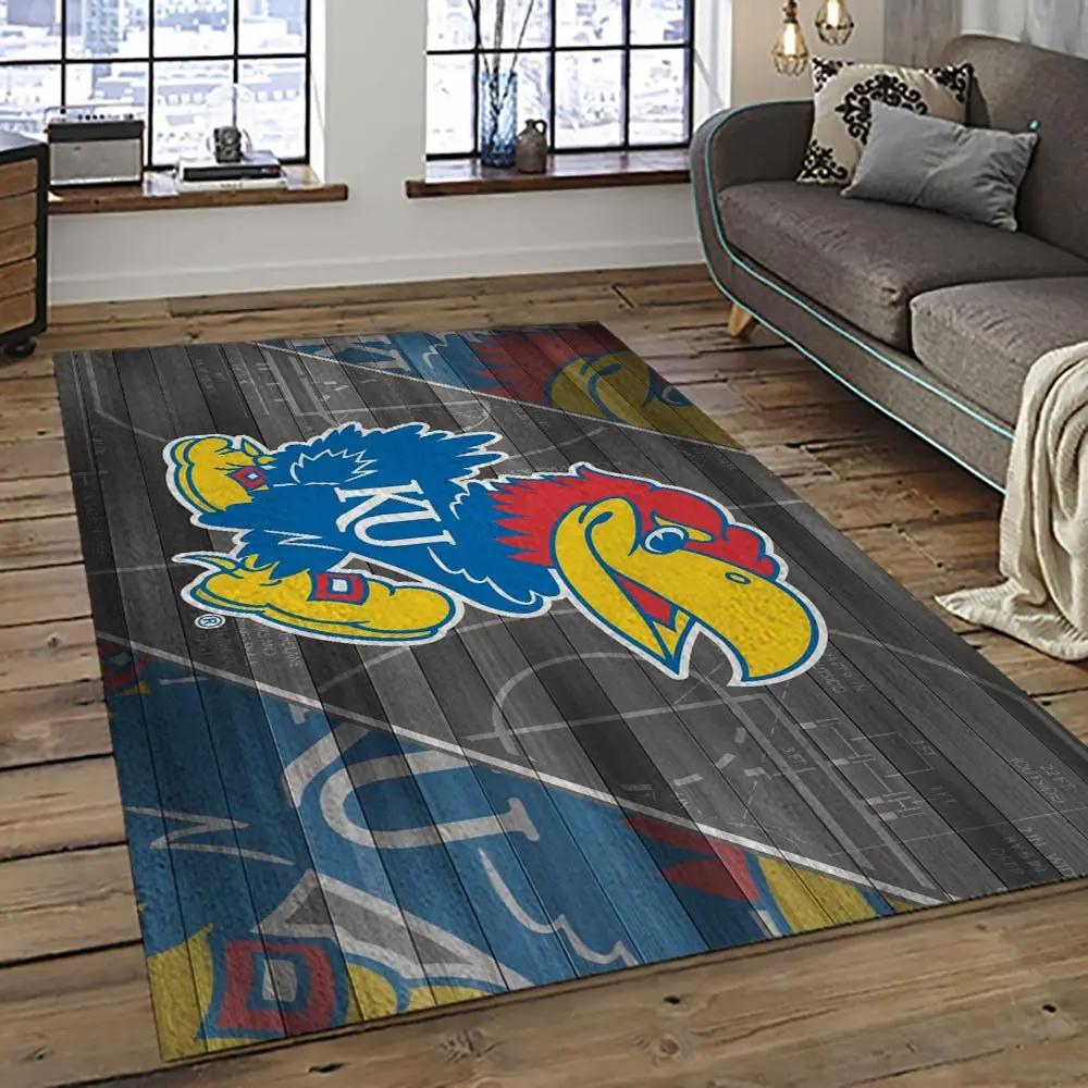 Ncaa kansas jayhawks football team logo sport carpet area rug home decor best gift for friends ksjk17 Rectangle Rug