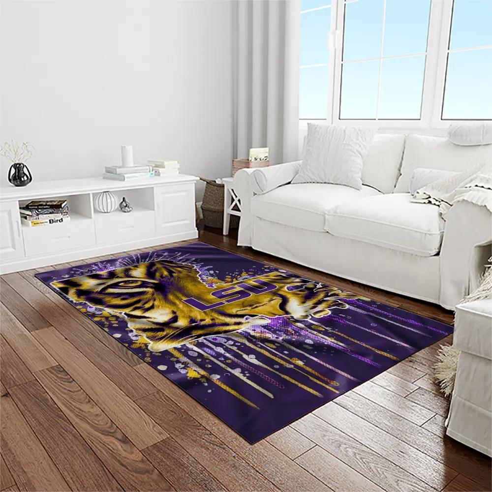 Ncaa louisiana state university college sport basketball and foolball team logo rectangle area rug lsu02 Rectangle Rug