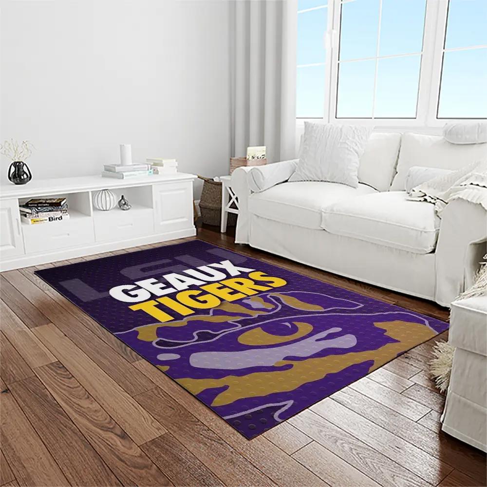 Ncaa louisiana state university college sport basketball and foolball team logo rectangle area rug lsu44 Rectangle Rug