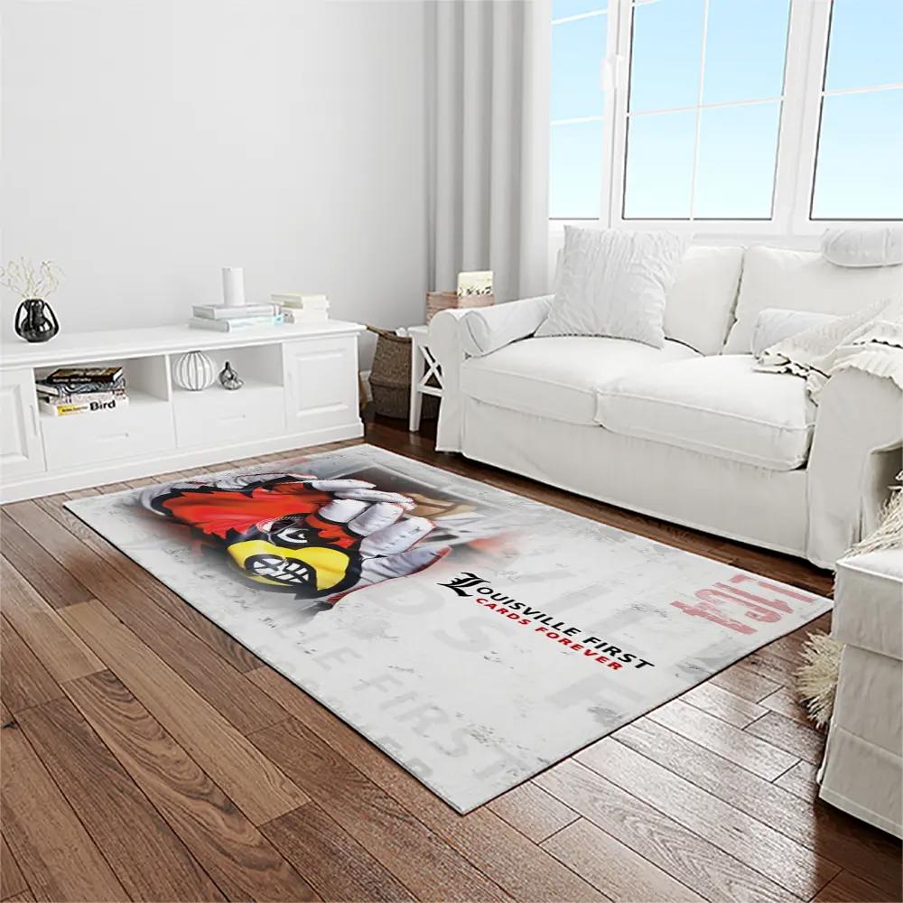 Ncaa louisville cardinals college sport basketball and foolball team logo rectangle area rug lics18 Rectangle Rug