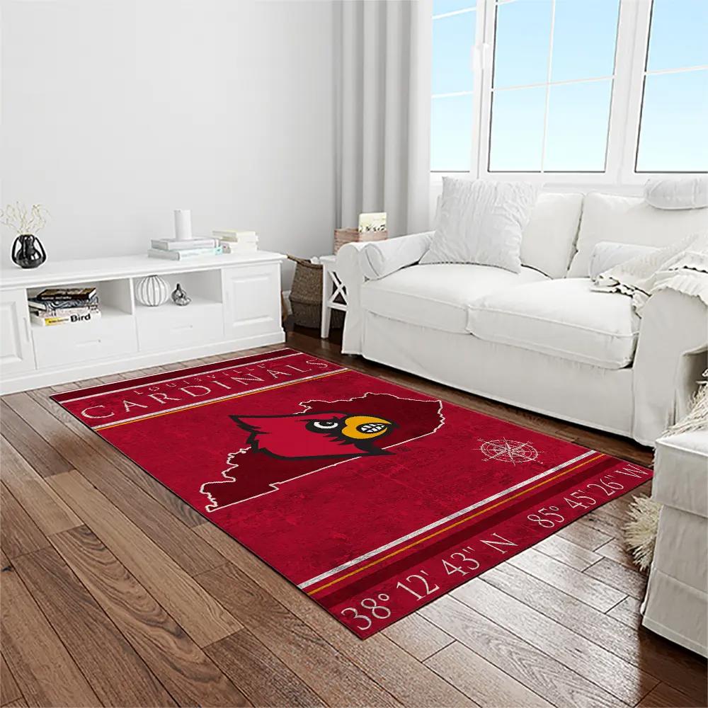 Ncaa louisville cardinals college sport basketball and foolball team logo rectangle area rug lics72 Rectangle Rug