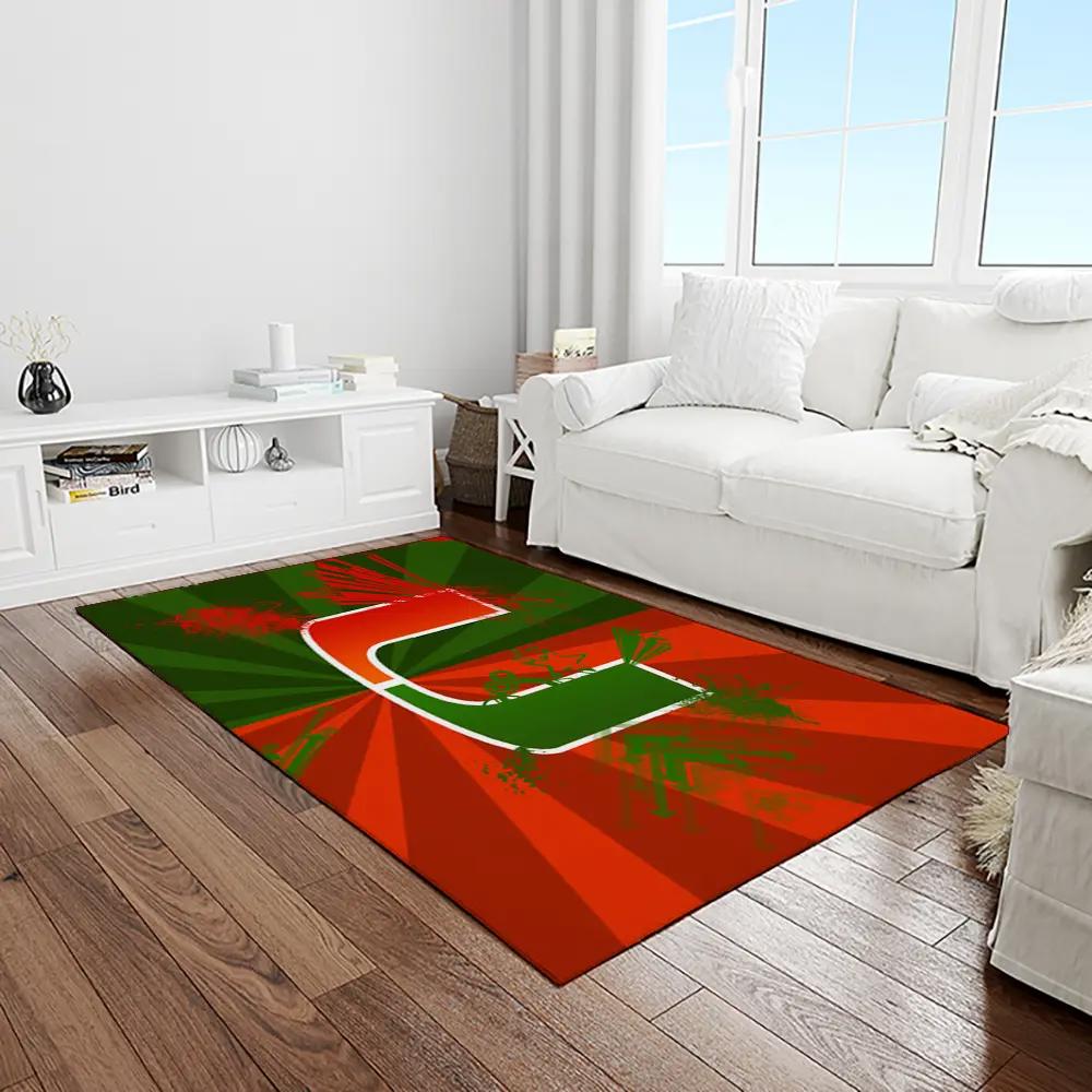 Ncaa miami hurricanes sport basketball and foolball team logo rectangle area rug mh15 Rectangle Rug