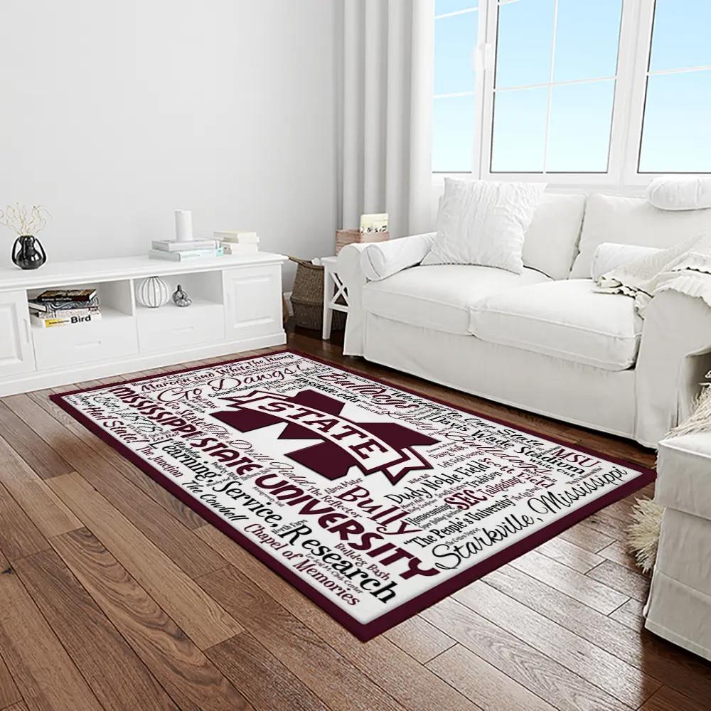 Ncaa mississippi state bulldogs college sport basketball and foolball team logo rectangle area rug msb65 Rectangle Rug