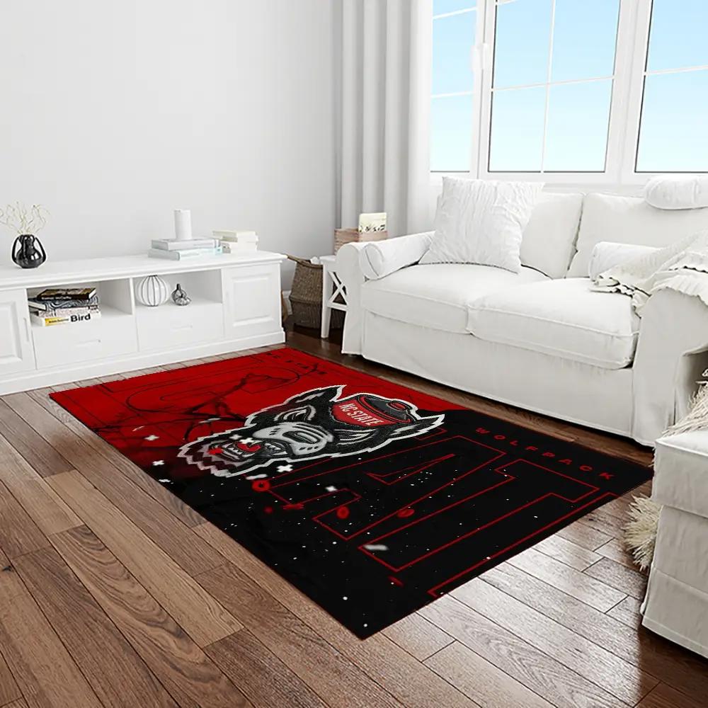 Ncaa nc state wolfpack sport basketball and foolball team logo rectangle area rug ncsw34 Rectangle Rug