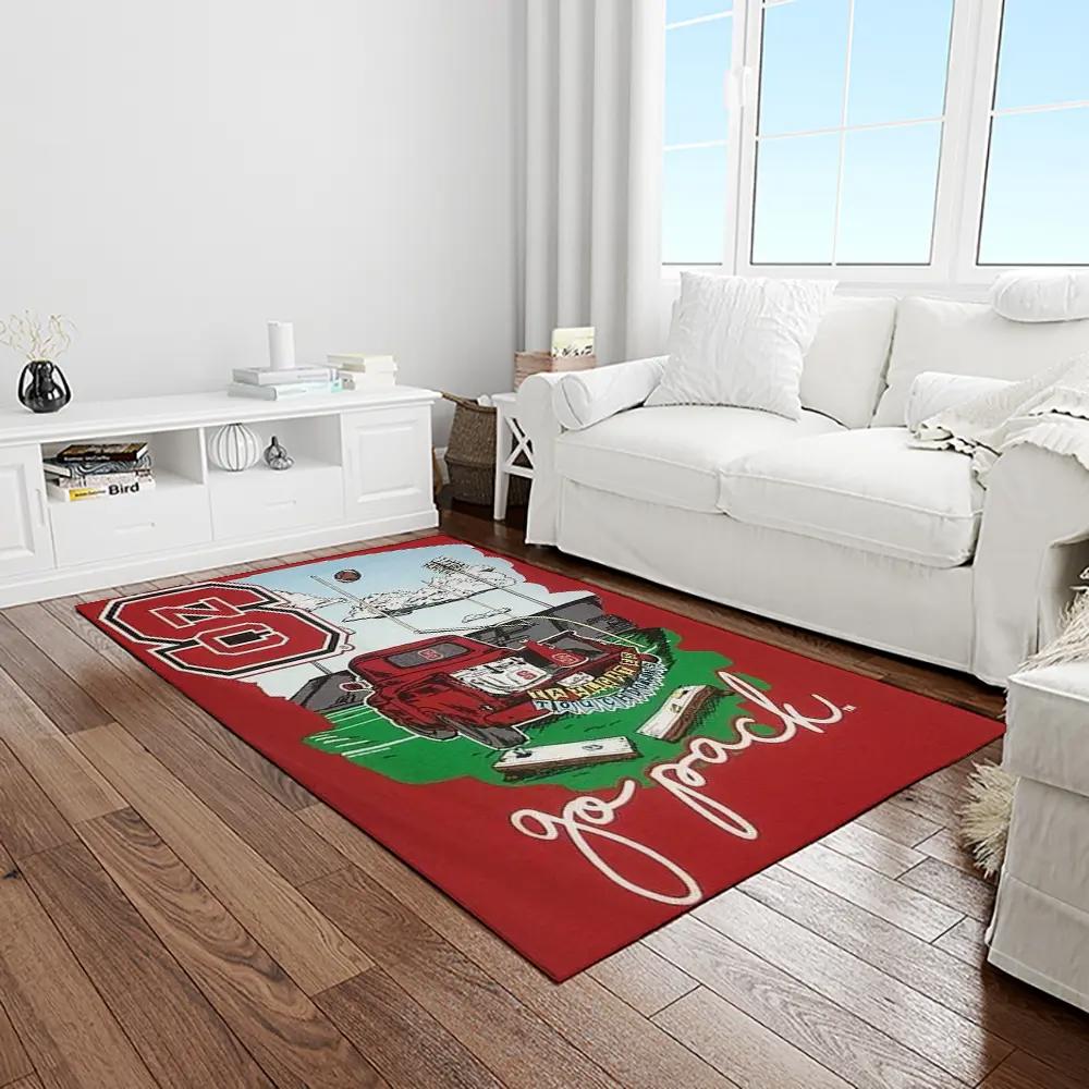 Ncaa nc state wolfpack sport basketball and foolball team logo rectangle area rug ncsw43 Rectangle Rug