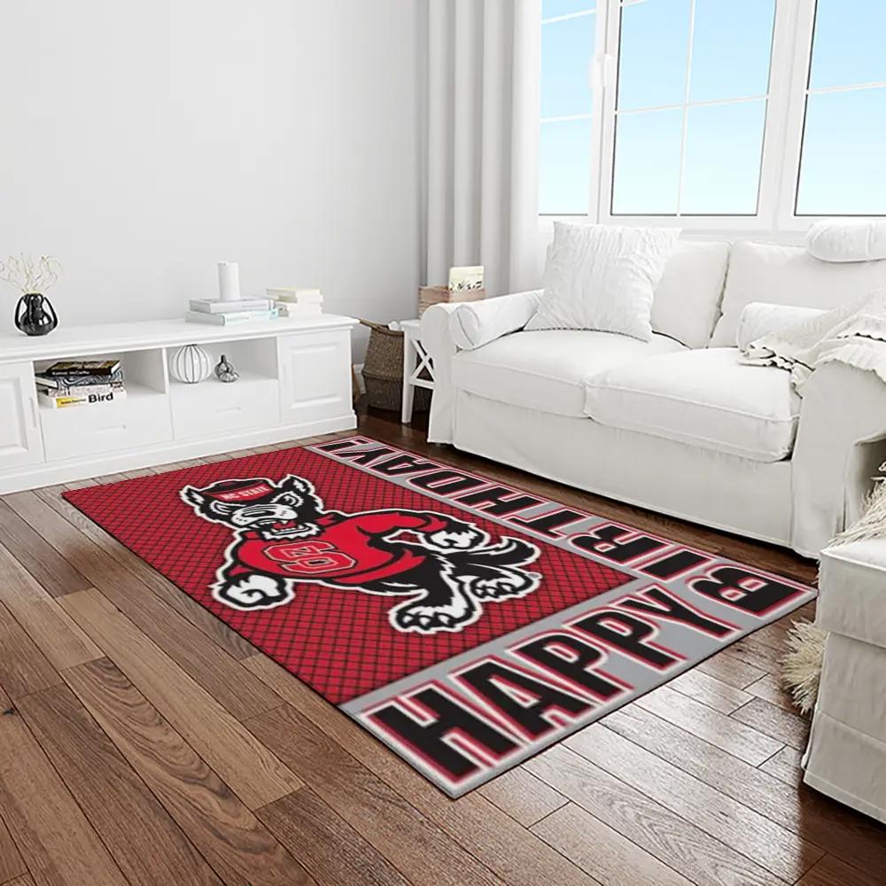 Ncaa nc state wolfpack sport basketball and foolball team logo rectangle area rug ncsw46 Rectangle Rug